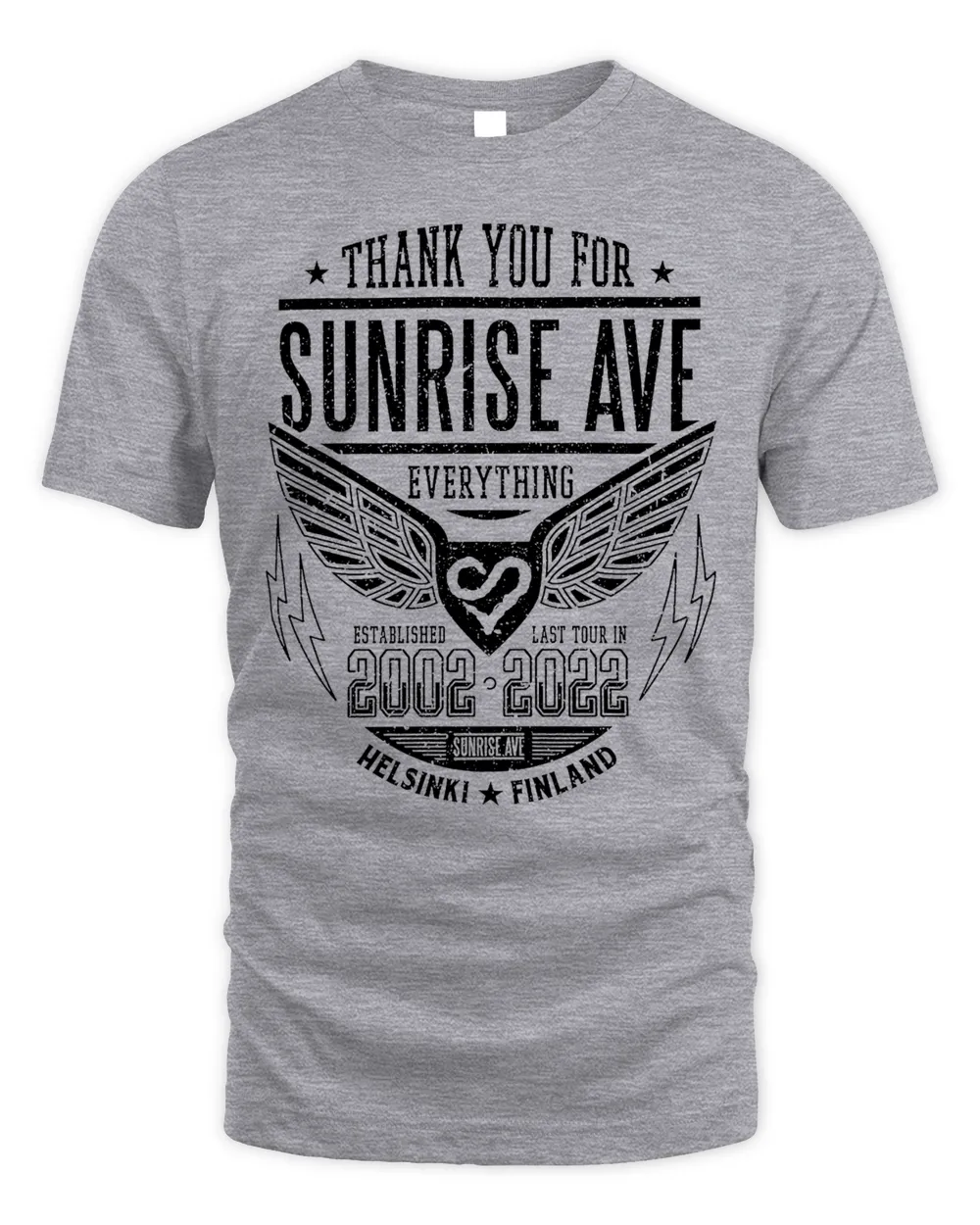 Sunrise Avenue Merch Winged Heart Shirt Unisex Standard T-Shirt sport-grey s