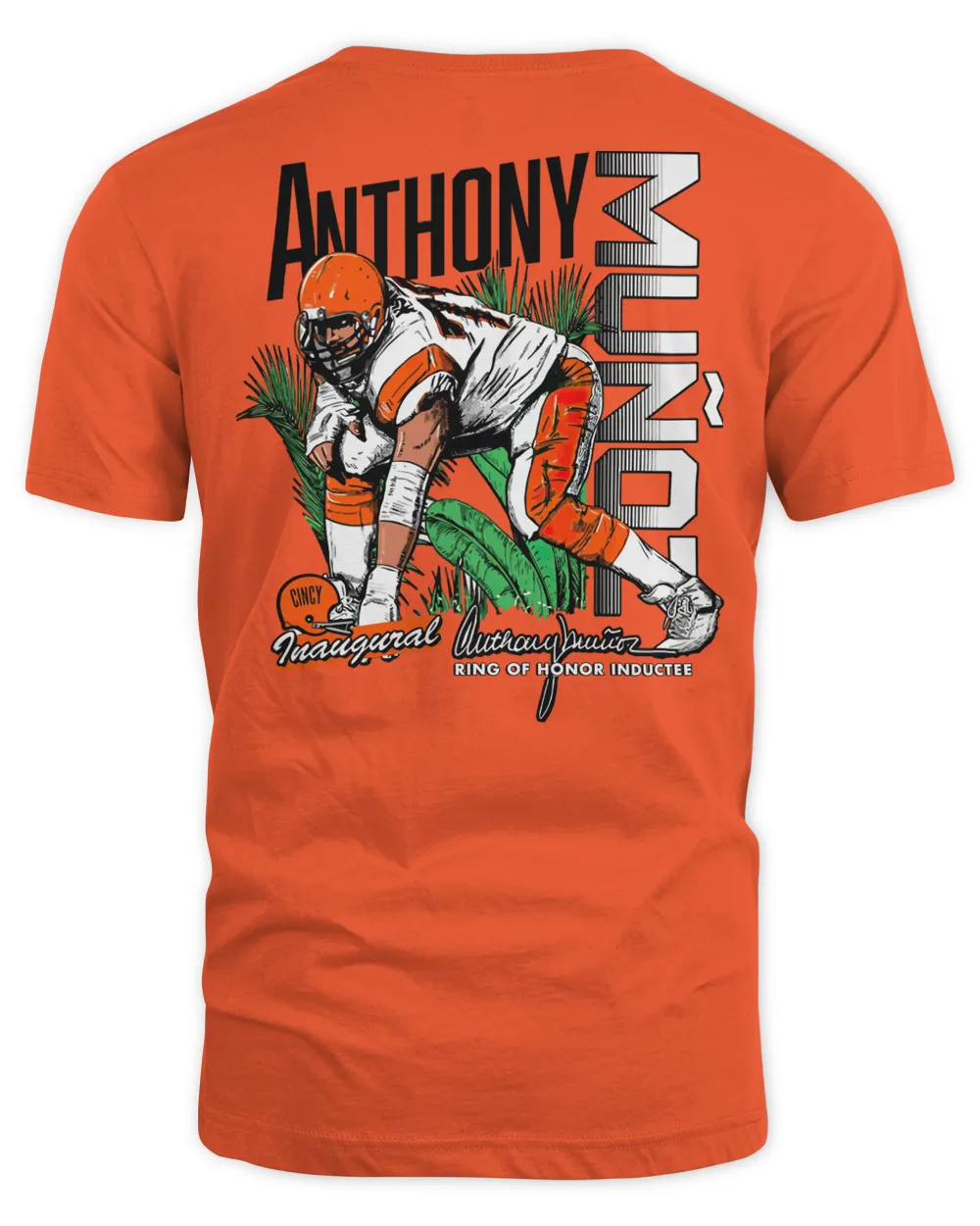 Cincy Shirts Anthony Munoz Ring of Honor Shirt Unisex Standard T-Shirt orange s