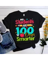 100 Days Smarter Students Teachers Kids 100th Day Of School Shirt Unisex Standard T-Shirt black s