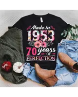 70 Year Old Made In 1953 Floral Flower 70th Birthday Womens Shirt Unisex Standard T-Shirt black s