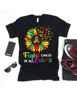 Fight Cancer In All Color Sunflower Breast Cancer Awareness Shirt Unisex Standard T-Shirt black s