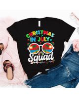 Christmas In July Squad Family Beach Vacation Summer Shirt Unisex Standard T-Shirt black s